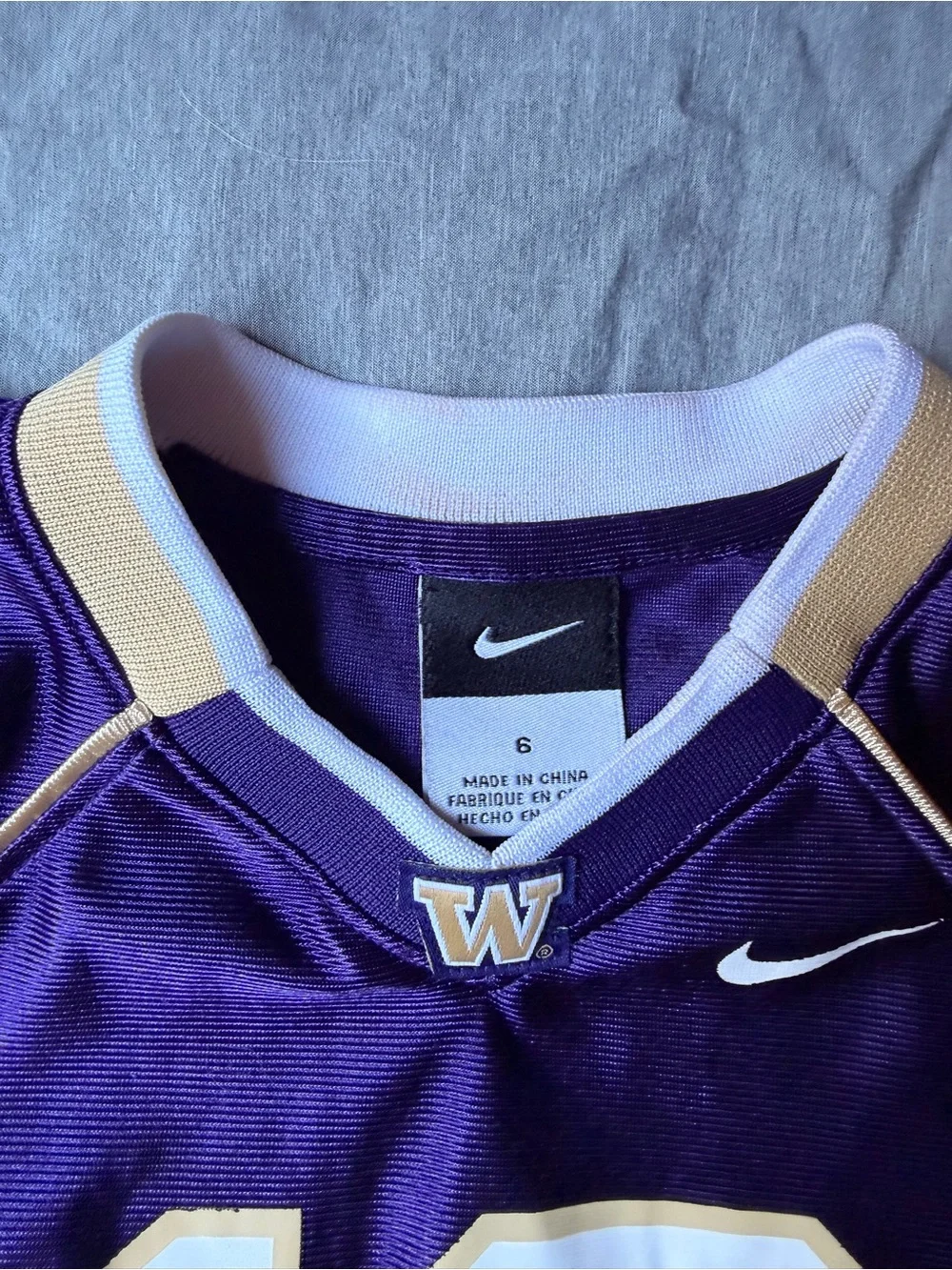 Nike Kids Purple Football Jersey with White & Gold Accents, Number 10